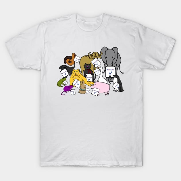 Cute Animals and Vaccinated Signs T-Shirt by ellenhenryart